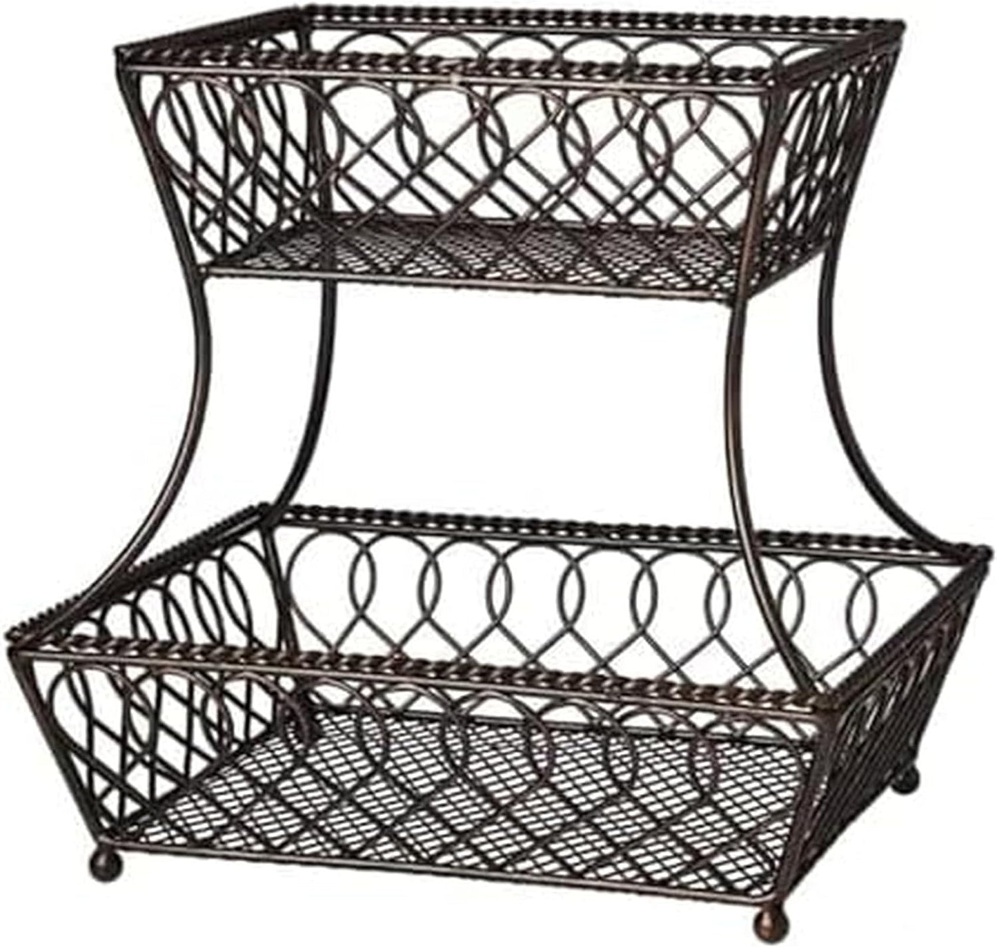Cesta frutas encimera 2 niveles metal 14" negro antiguo