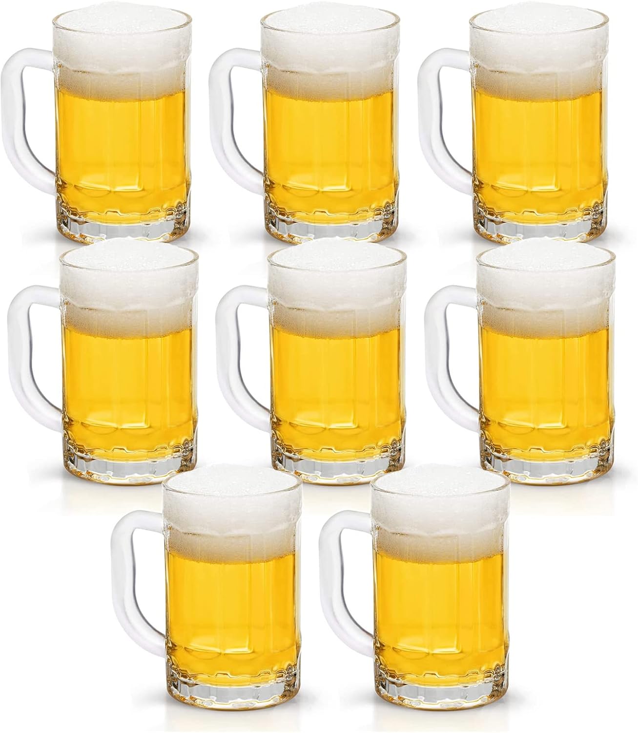 8 Vasos Clásicos Vidrio 14oz con Asa