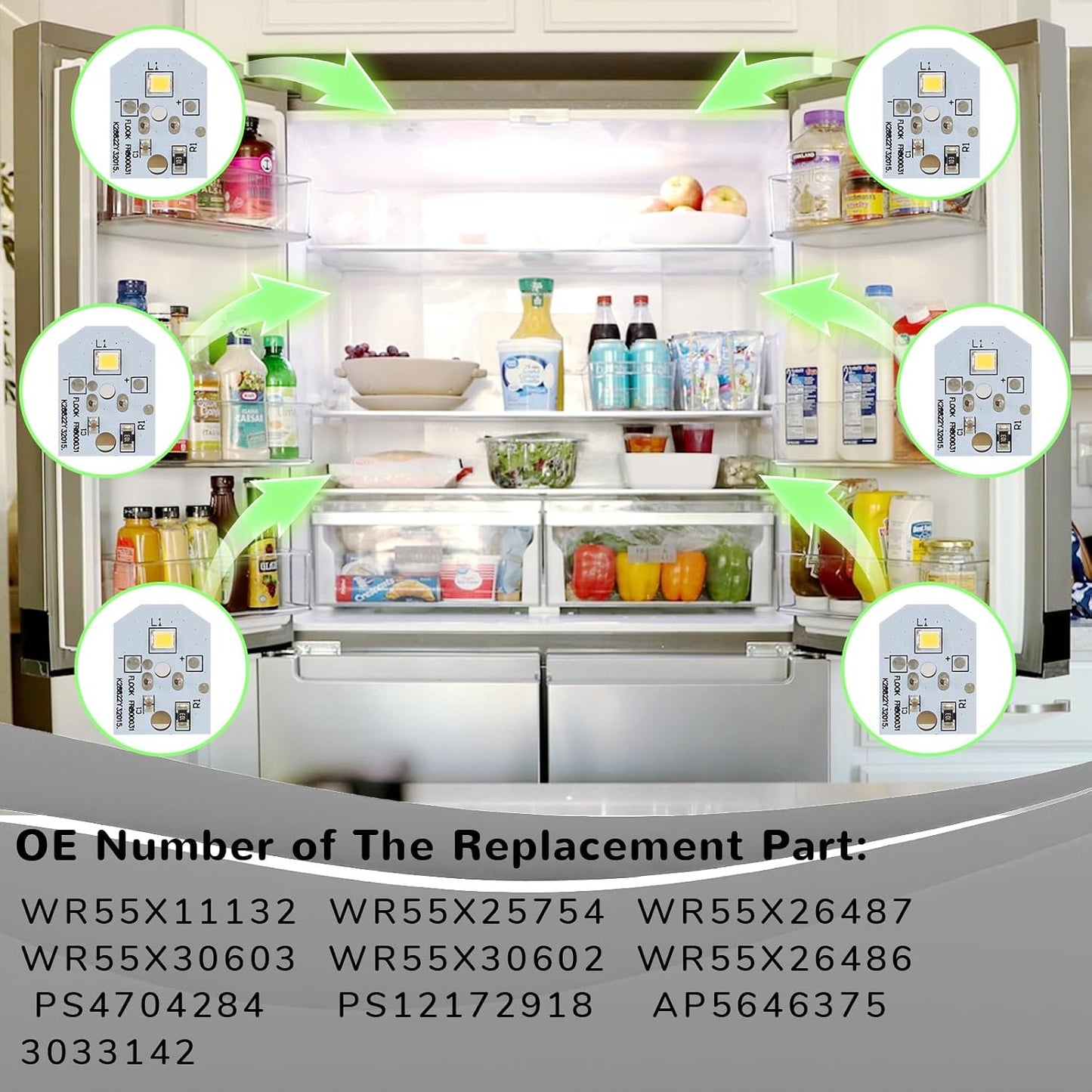 Reemplazo luz LED para refrigerador GE 6 Pzas sin cubierta