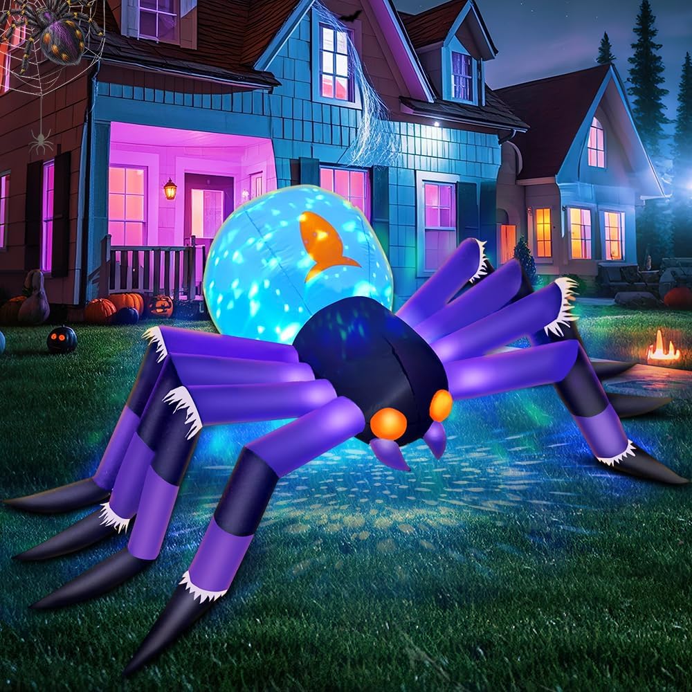 Araña inflable Halloween 8ft con LED llama 3 colores