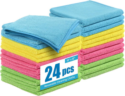 24 Pzas Paños Microfibra 12x12pulg Reutilizables Súper Absorbentes