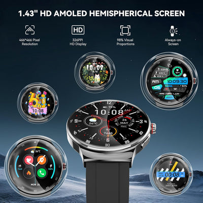Reloj inteligente AMOLED 1.43" rastreador fitness comp