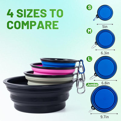Tazón plegable para perros y gatos paquete 2 portátil