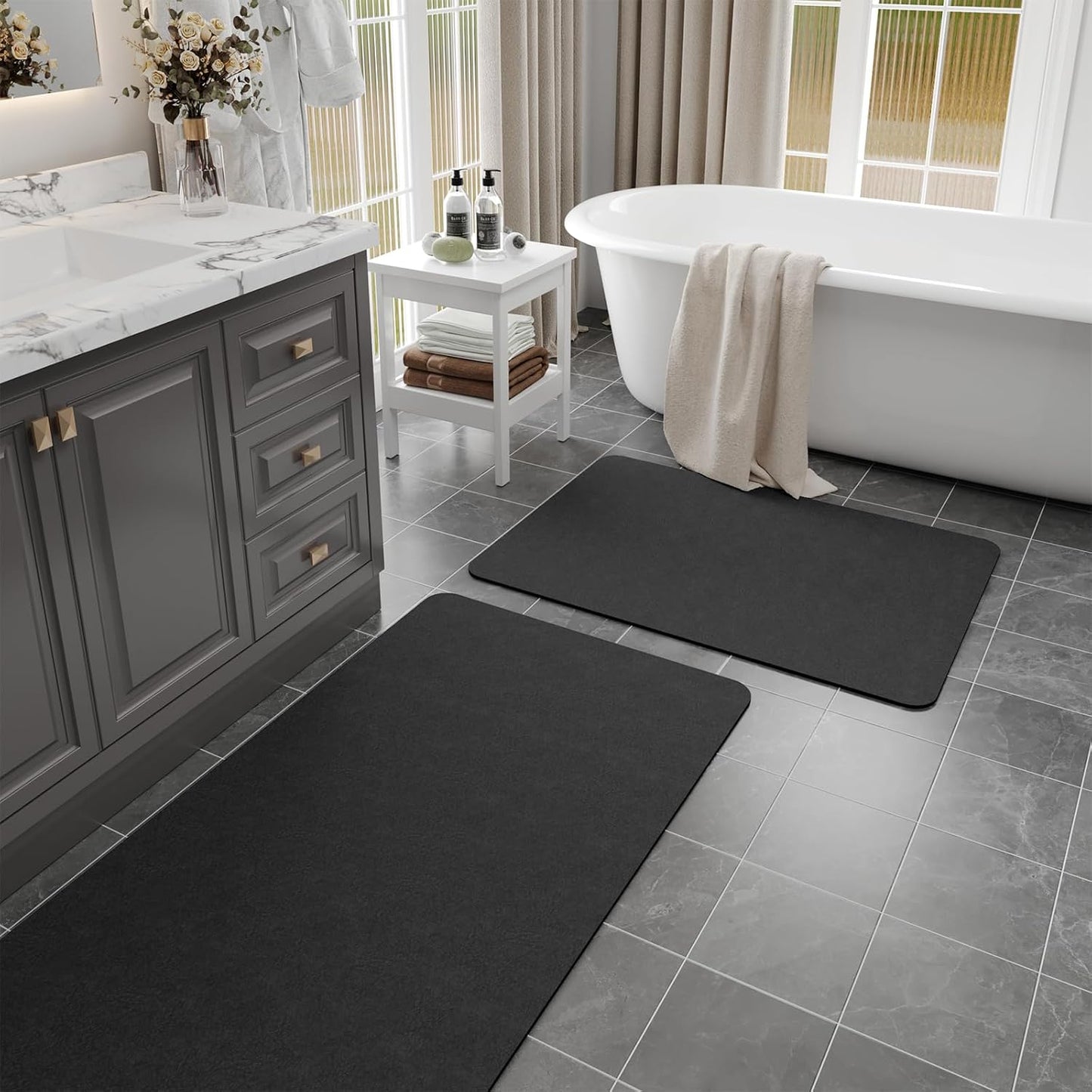 2 Alfombrillas Baño Tierra Diatomeas Antiderrap 47x17"