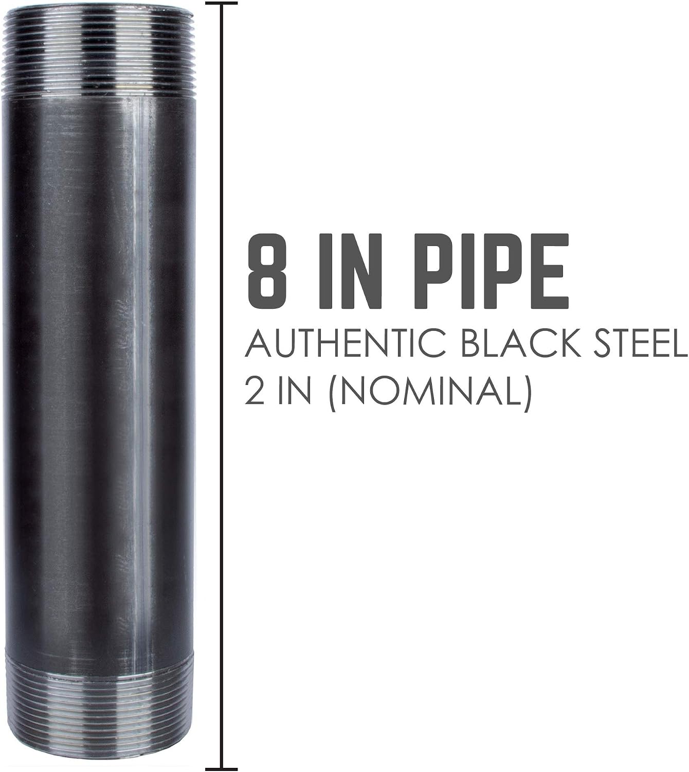 Tubería acero negro 2x8 pulg precortada pack 4