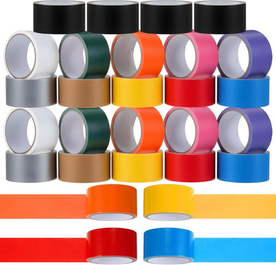 Paquete 24 rollos cinta adhesiva colores 2x11yd resistente agua
