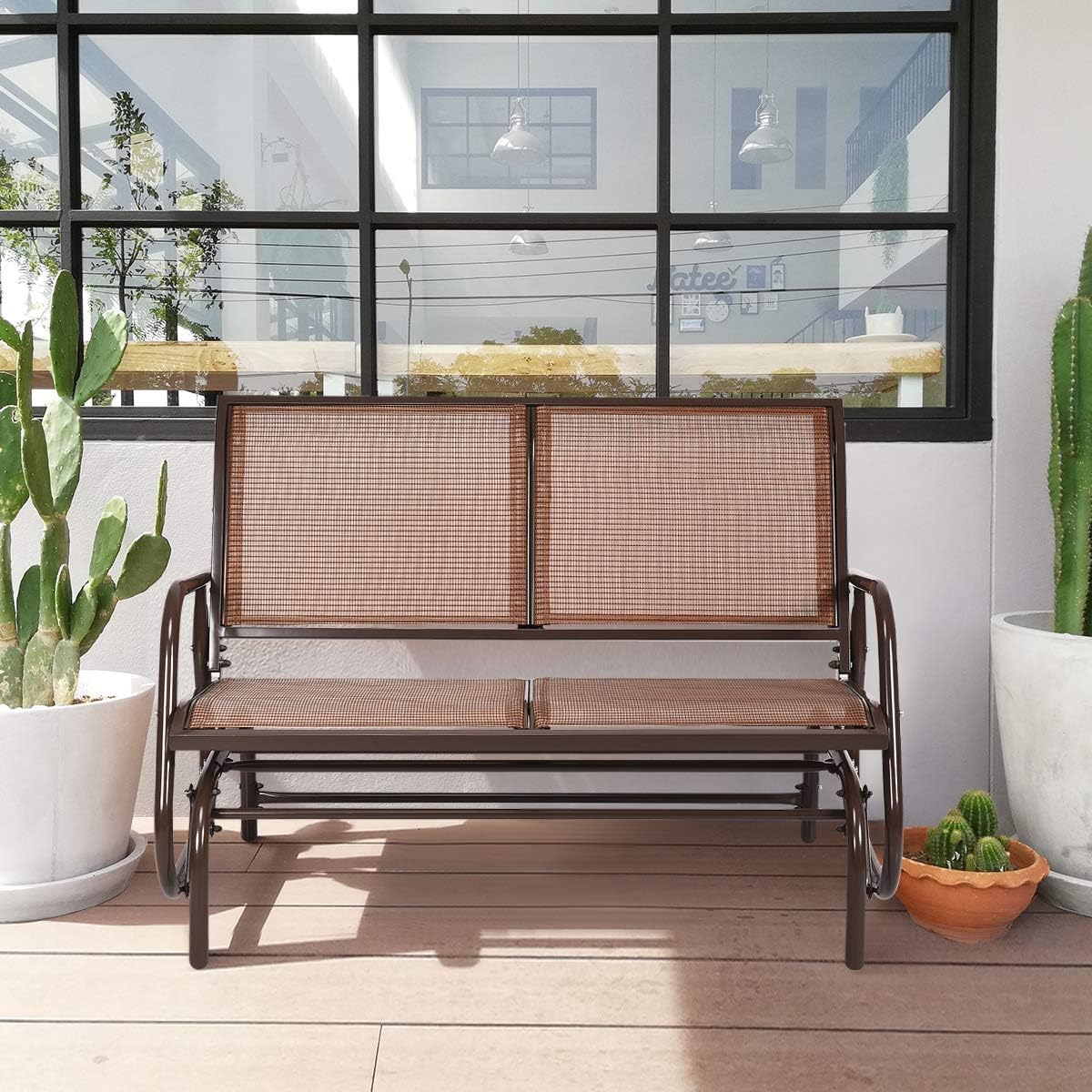 Silla mecedora deslizante 48pulg banco patio 2 personas