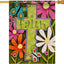Bandera religiosa Pascua con cruz de flores para jardín