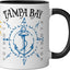 Taza Cerámica Náutica Rosa de Compás Negro/Blanco