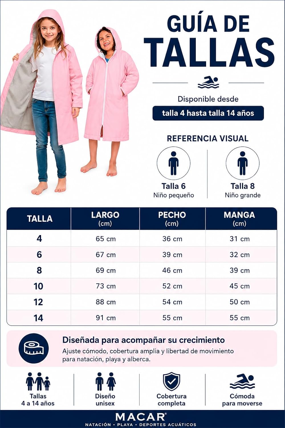 Parka natación impermeable forro polar piscina aire libre