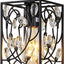 Lámpara colgante rectangular cristal jaula metal 1 luz negro
