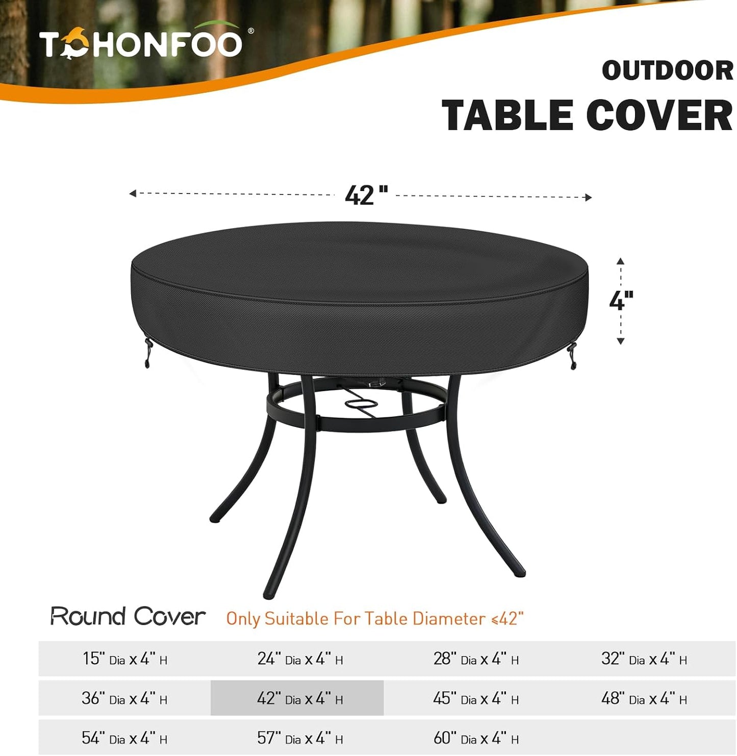 Funda mesa redonda exterior impermeable anti-UV 40-42"