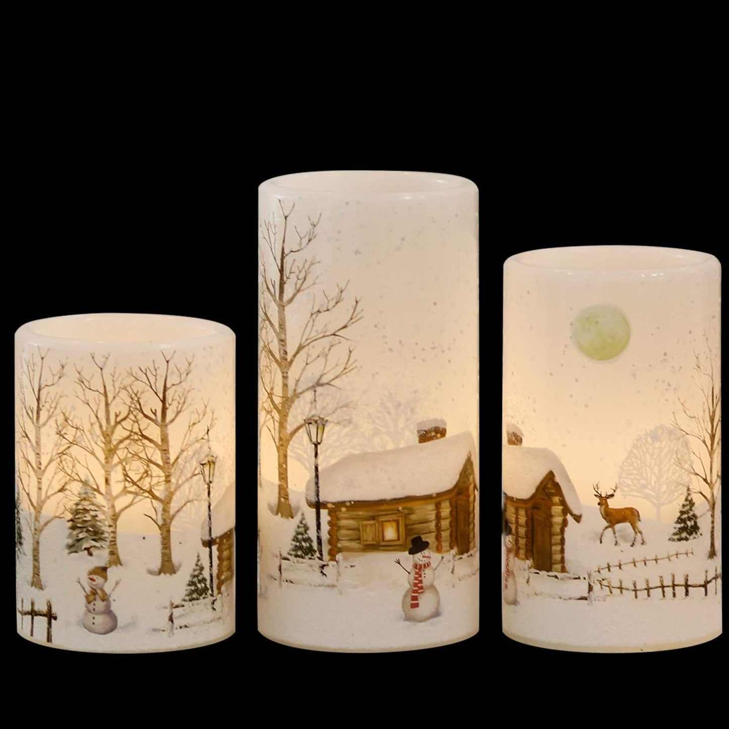 Velas LED sin llama Navidad con muñeco nieve luz cálida hogar