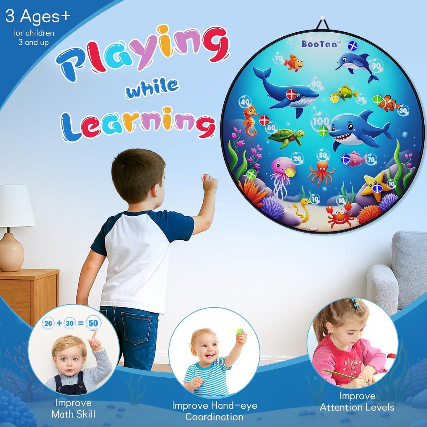 Tablero dardos 29" para niños con bolas adhesivas