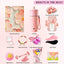 Cesta regalo rosa para mujer 14 pzas accesorios baño spa