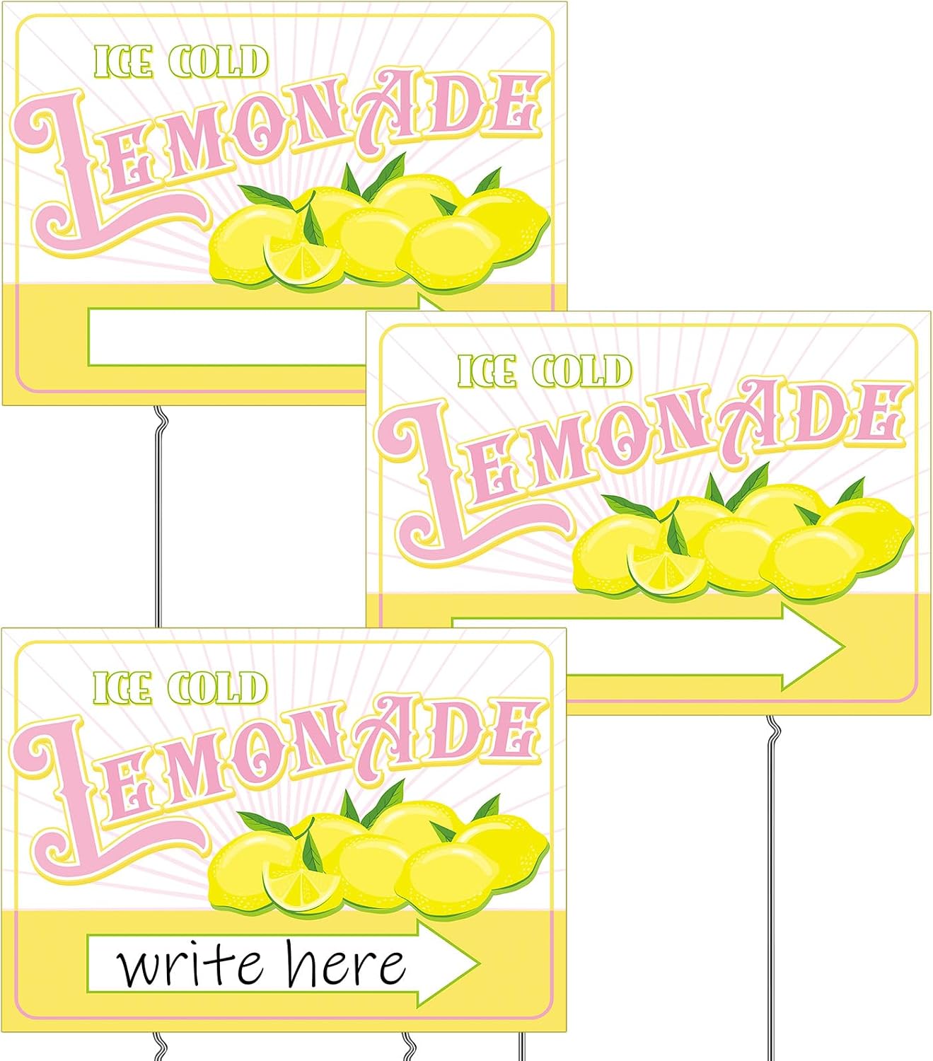 3 Set Letreros Limonada 16x12" Estilo Novel