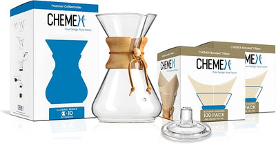 Set cafetera 10 tazas jarra vidrio 200 filtros cuadrados