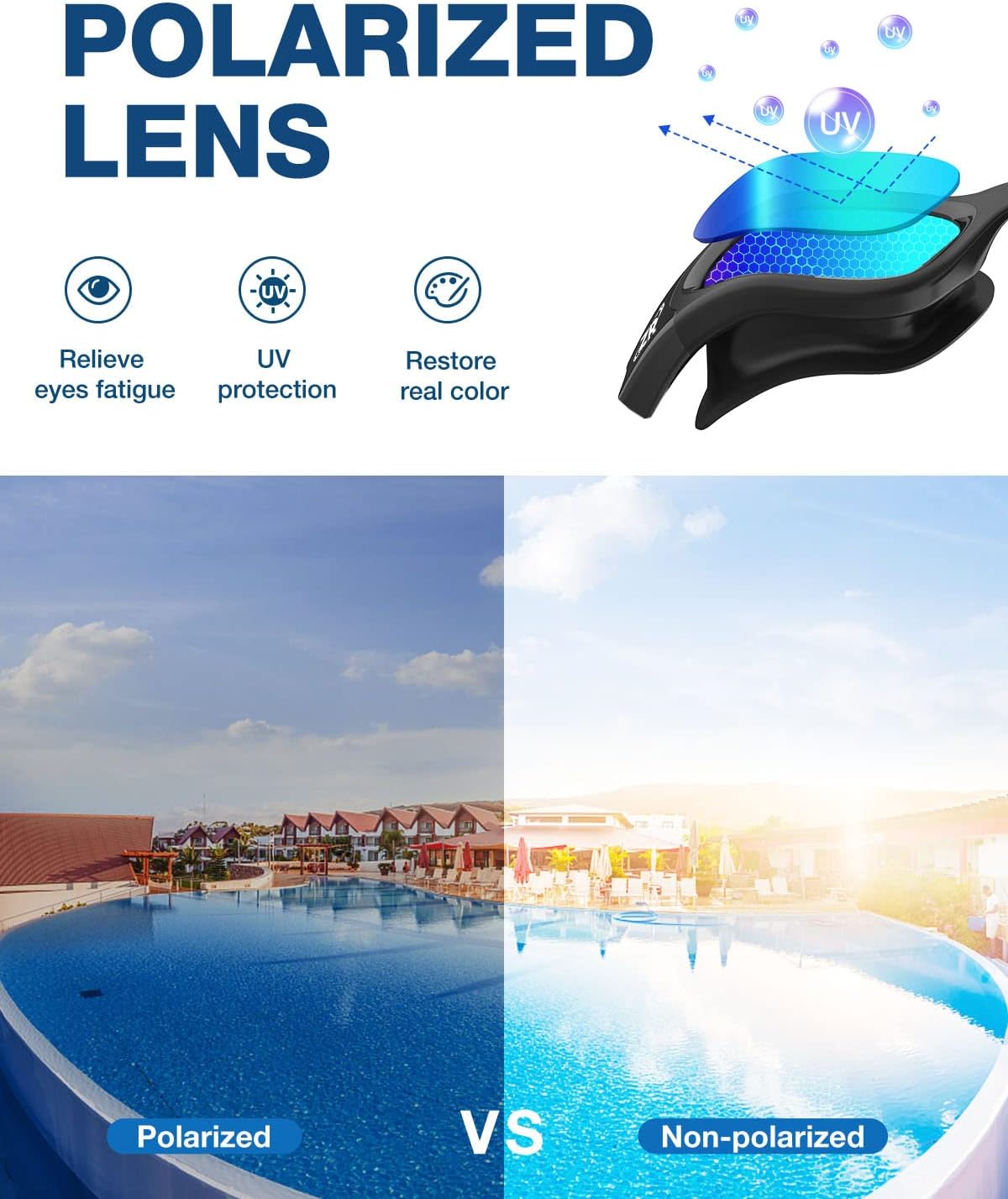 Gafas natación polarizadas unisex mujer adulta anti UV