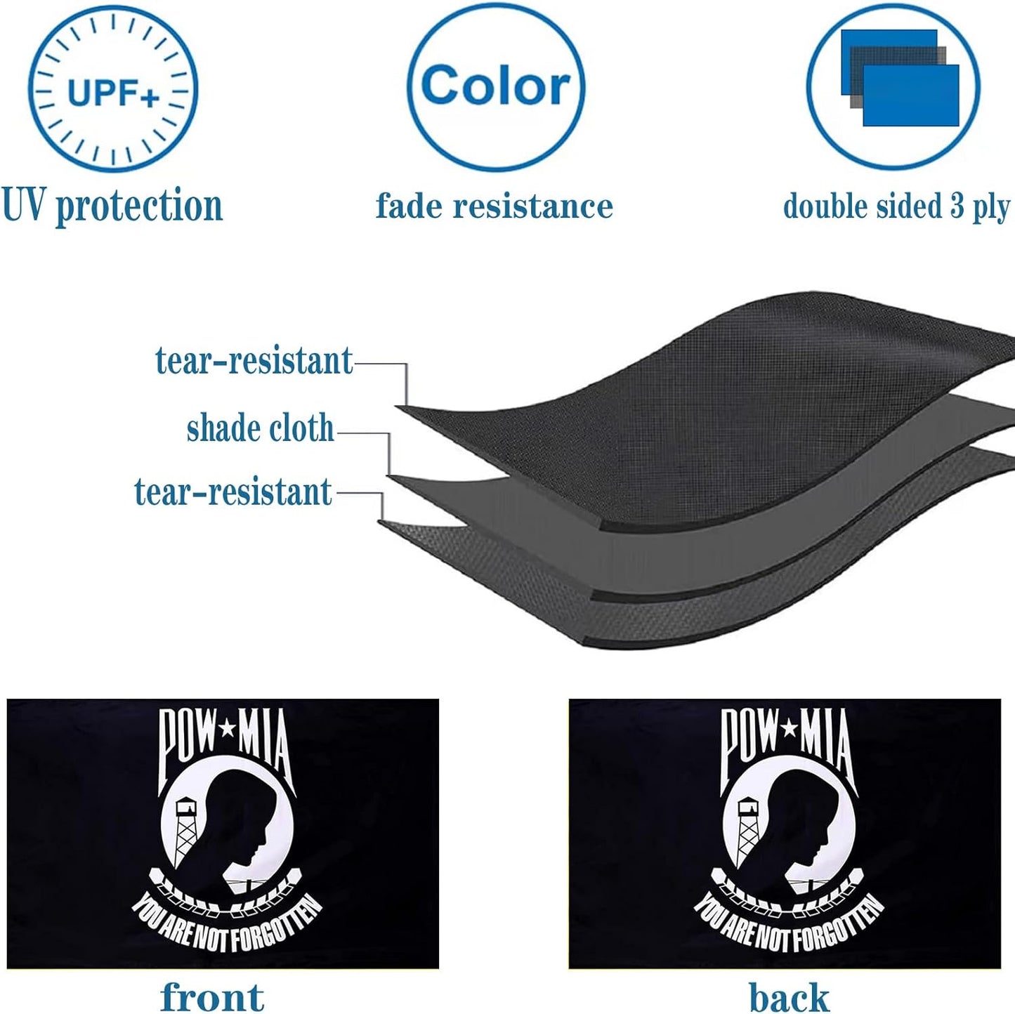 Banderas Pow Mia 3x5 doble cara resistente UV