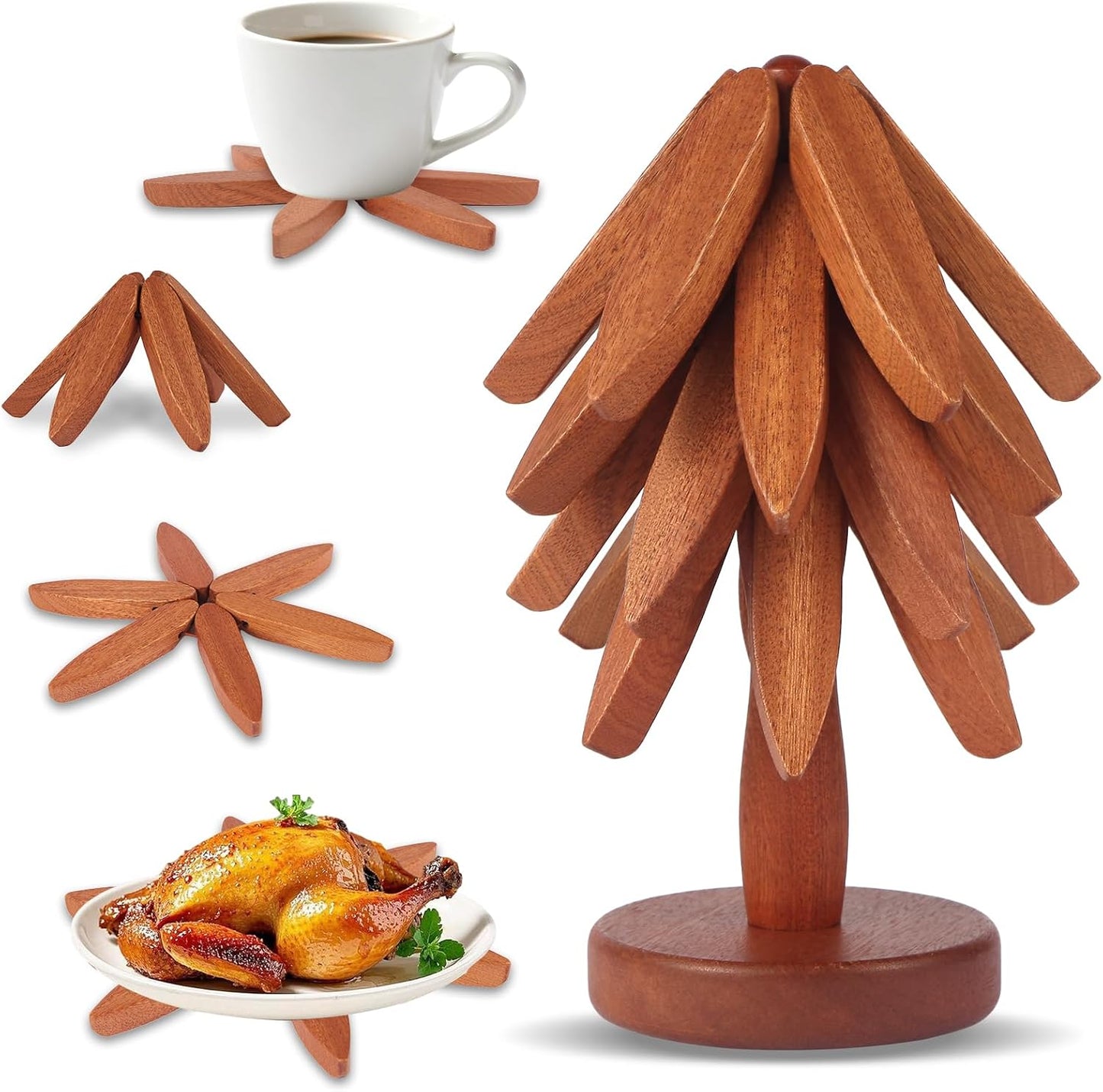 Juego 4 Salvamanteles Madera Natural para Ollas Calientes