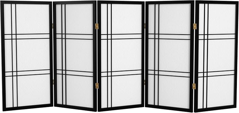 Pantalla Shoji corta doble cruz 3ft Negro 5 paneles