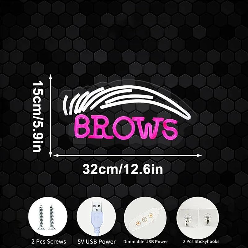 Letrero neón LED para cejas y pestañas salón belleza