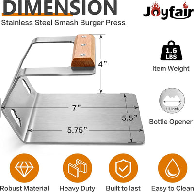 Prensa hamburguesas acero inox 5.8pulg para Blackstone