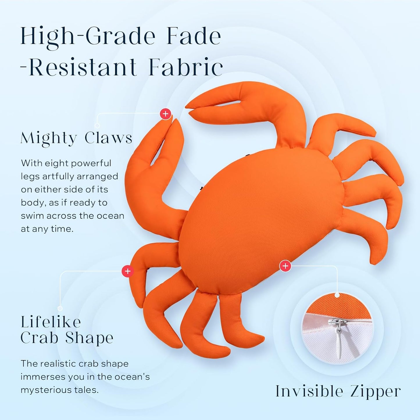 Almohada cangrejo impermeable 17x11pulg naranja