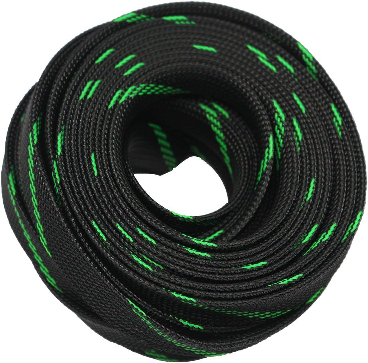 Funda cable alambre expandible 30ft 3/5pulg verde y negro