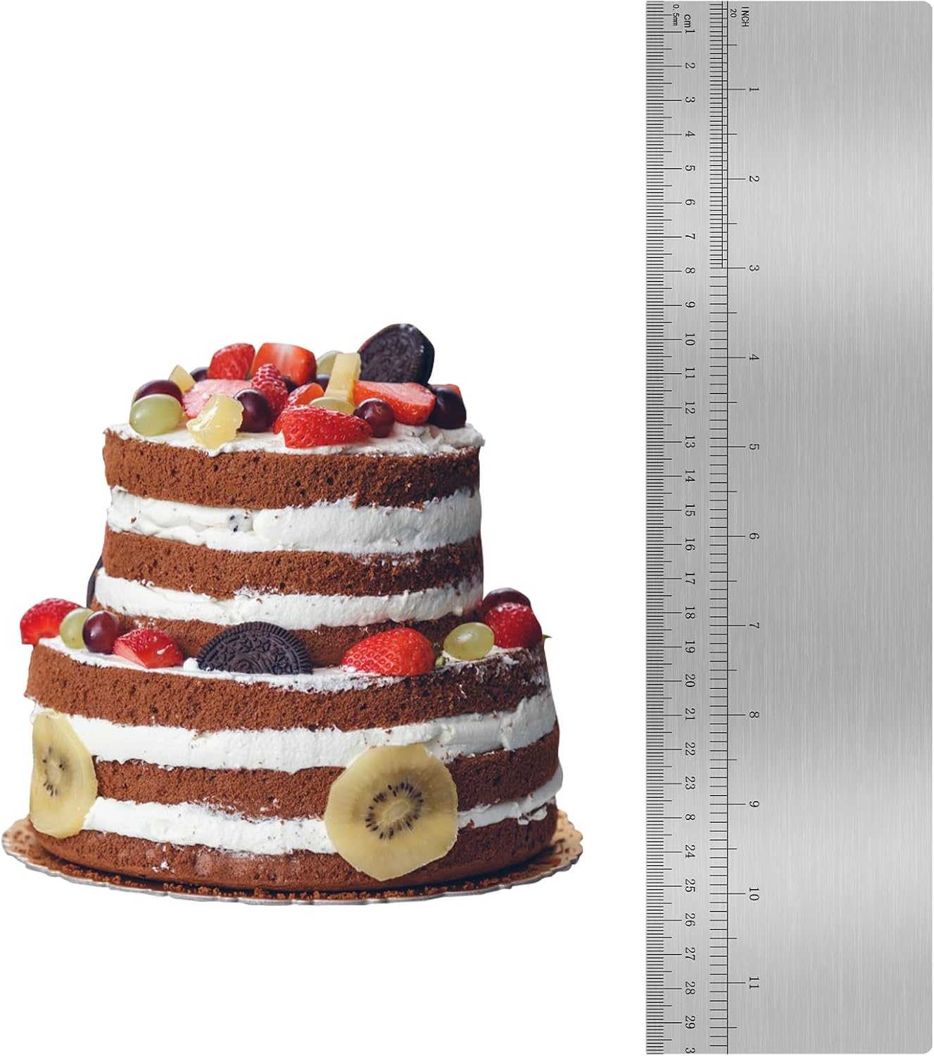 Rascador pasteles acero inox 12pulg y raspador metal suave hornear