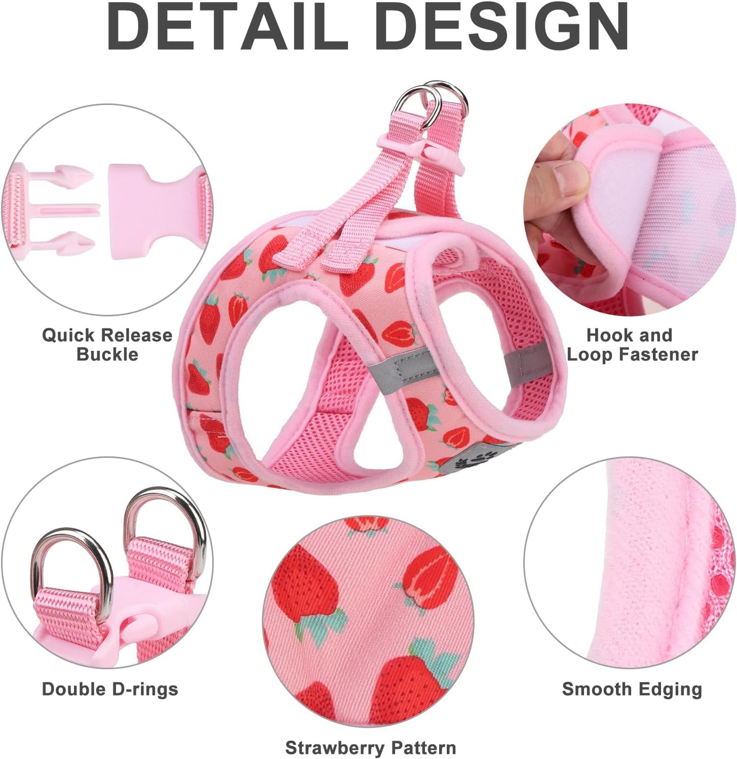 Arnés perro pequeño con soporte AirTag y collar suave