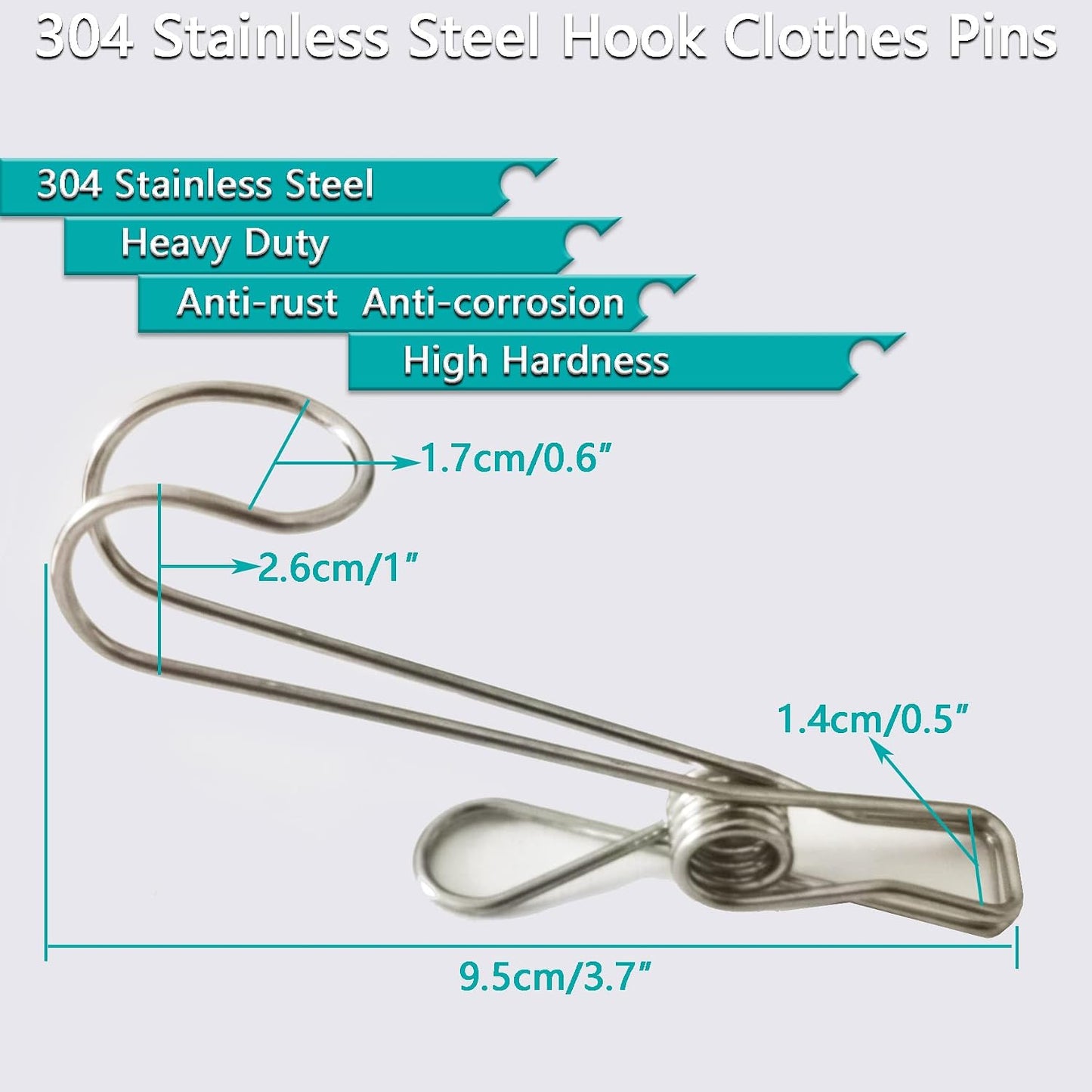 Alfileres ropa acero inox 304 largos 24 pzas