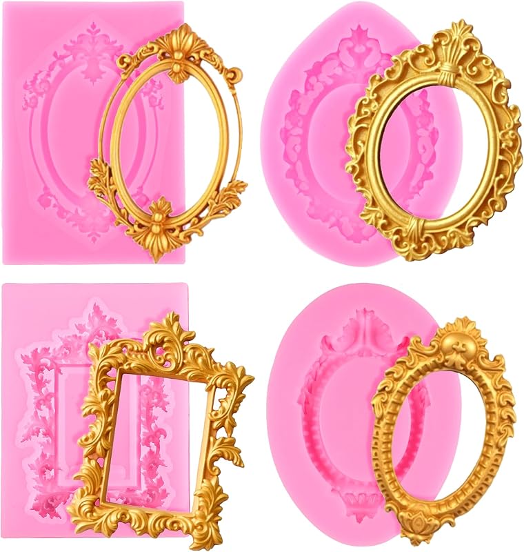 4 Moldes Silicona para Arcilla Seca Barroco Decoración Cupcakes
