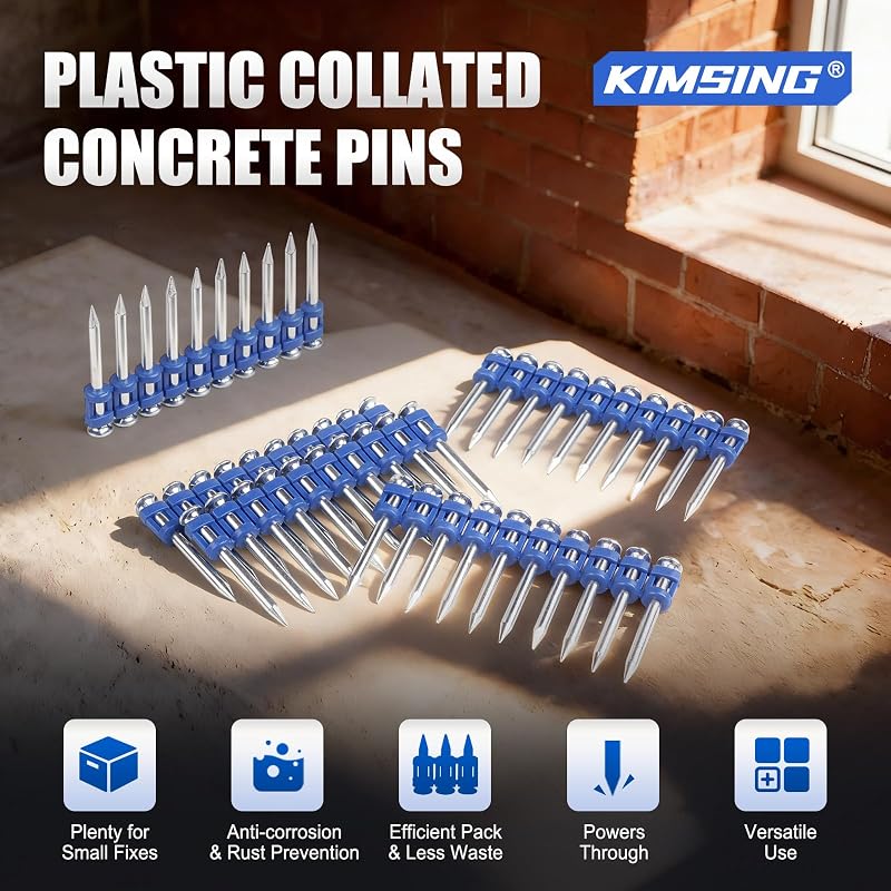 Pines concreto plástico 1-1/4pulg 1000 clavos azul