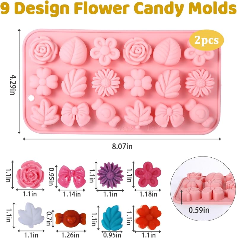 2 Moldes Silicona Dulces Margaritas Hielo Galletas