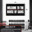 Bandera gimnasio 3x5ft texto Welcome to The House of Gains