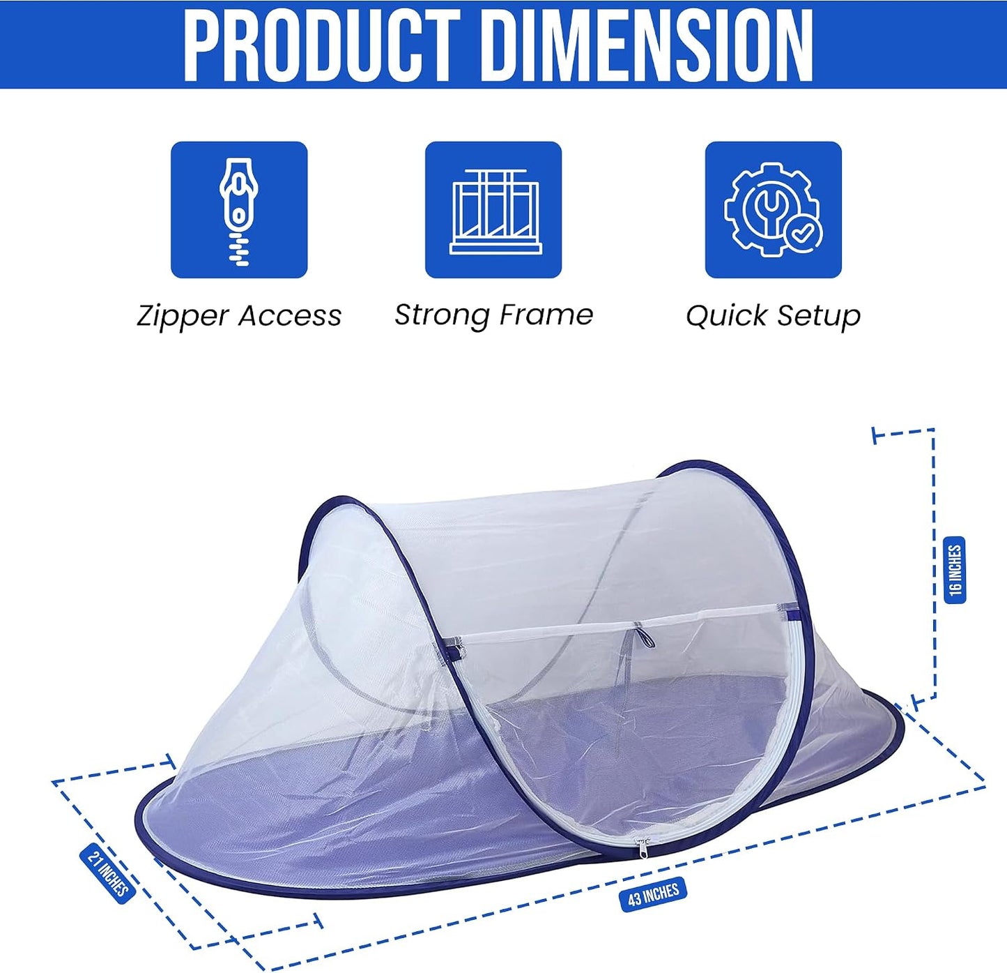 Tiendas campaña malla plegable 43x21" resistentes viento