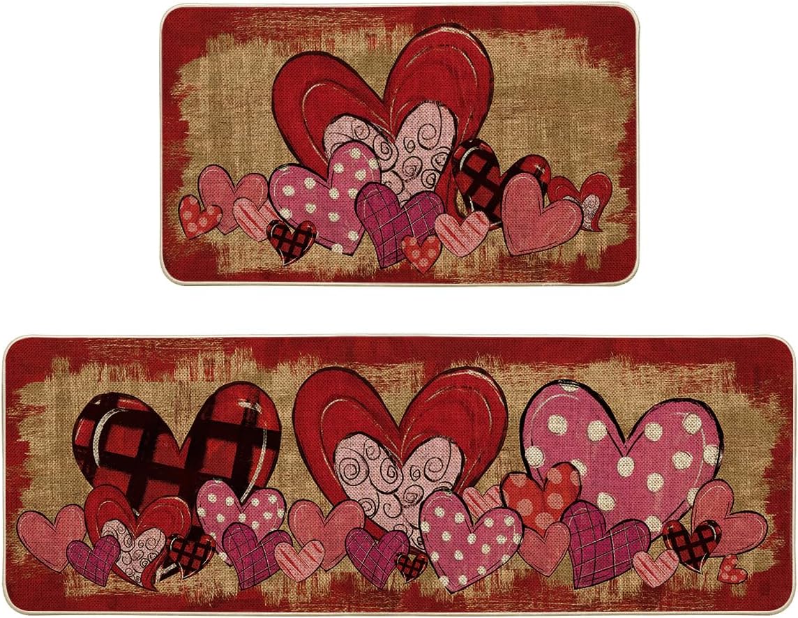 2 Alfombrillas cocina San Valentín 17x29 y 17x47pulg