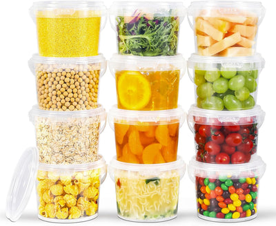 12 Pzas Recipientes Plástico Tapas Almacenamiento Cocina