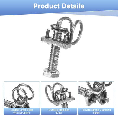 10 Abrazaderas Manguera Doble Alambre Acero Inox M6 Ajustables