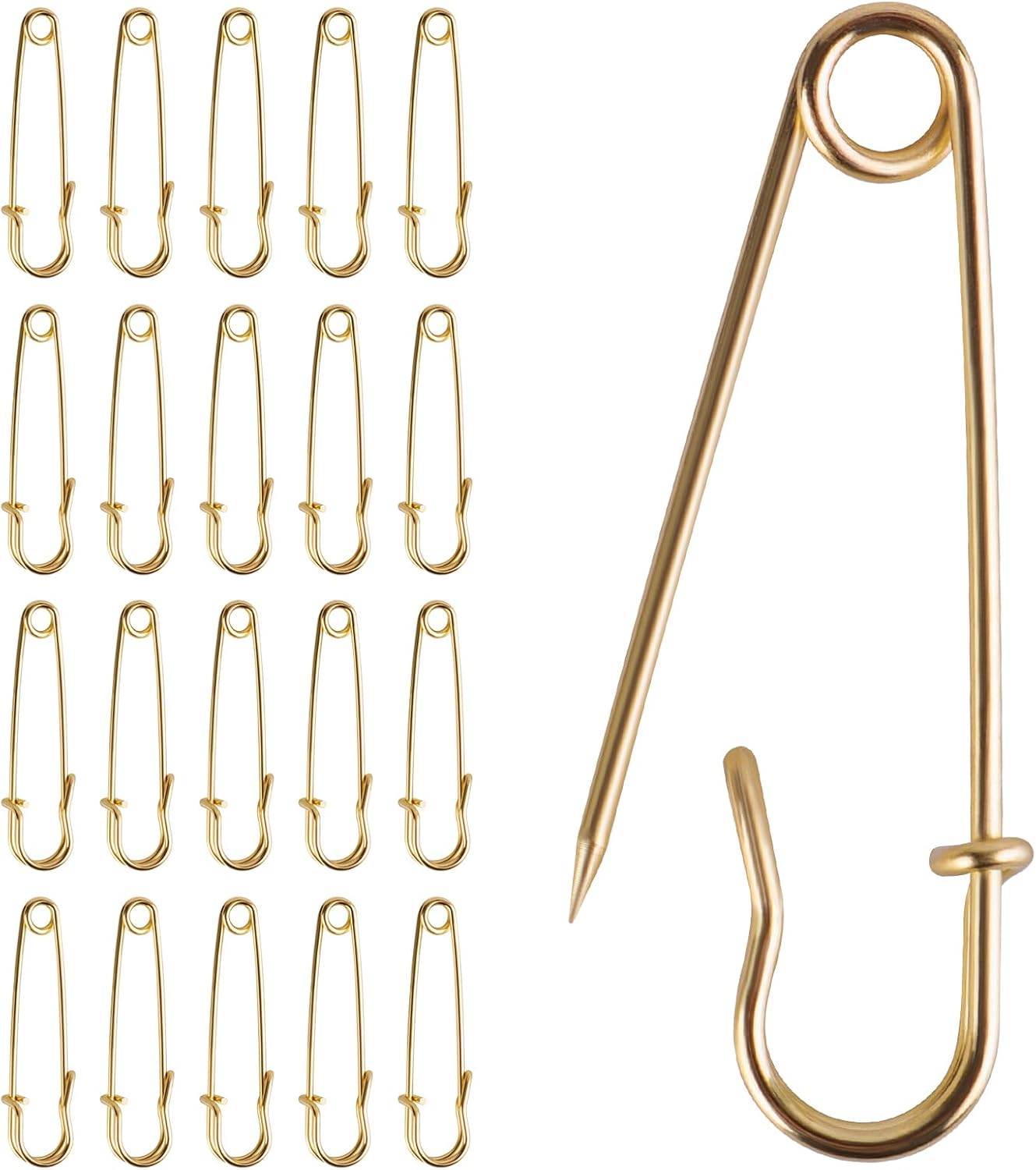 20 Pasadores Seguridad Acero 2" para Mantas Ropa Dorado