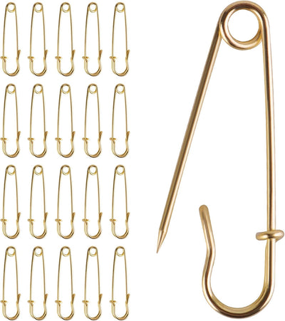 20 Pasadores Seguridad Acero 2" para Mantas Ropa Dorado
