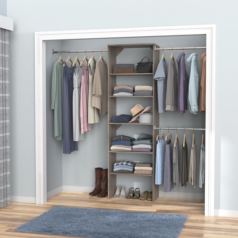 Kit organiz. armario madera 3 barras ajustable gris