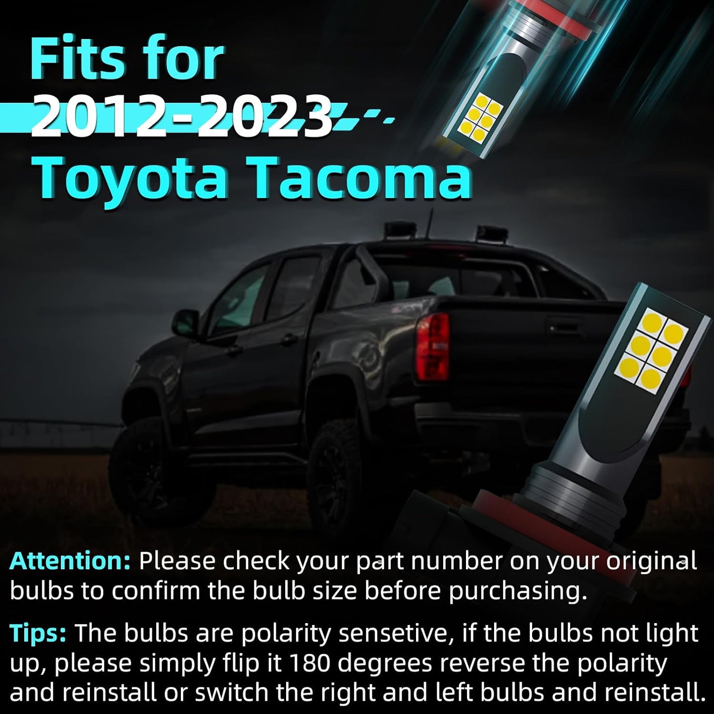 Luces antiniebla LED comp Toyota Tacoma 2012-23 6500K set 2