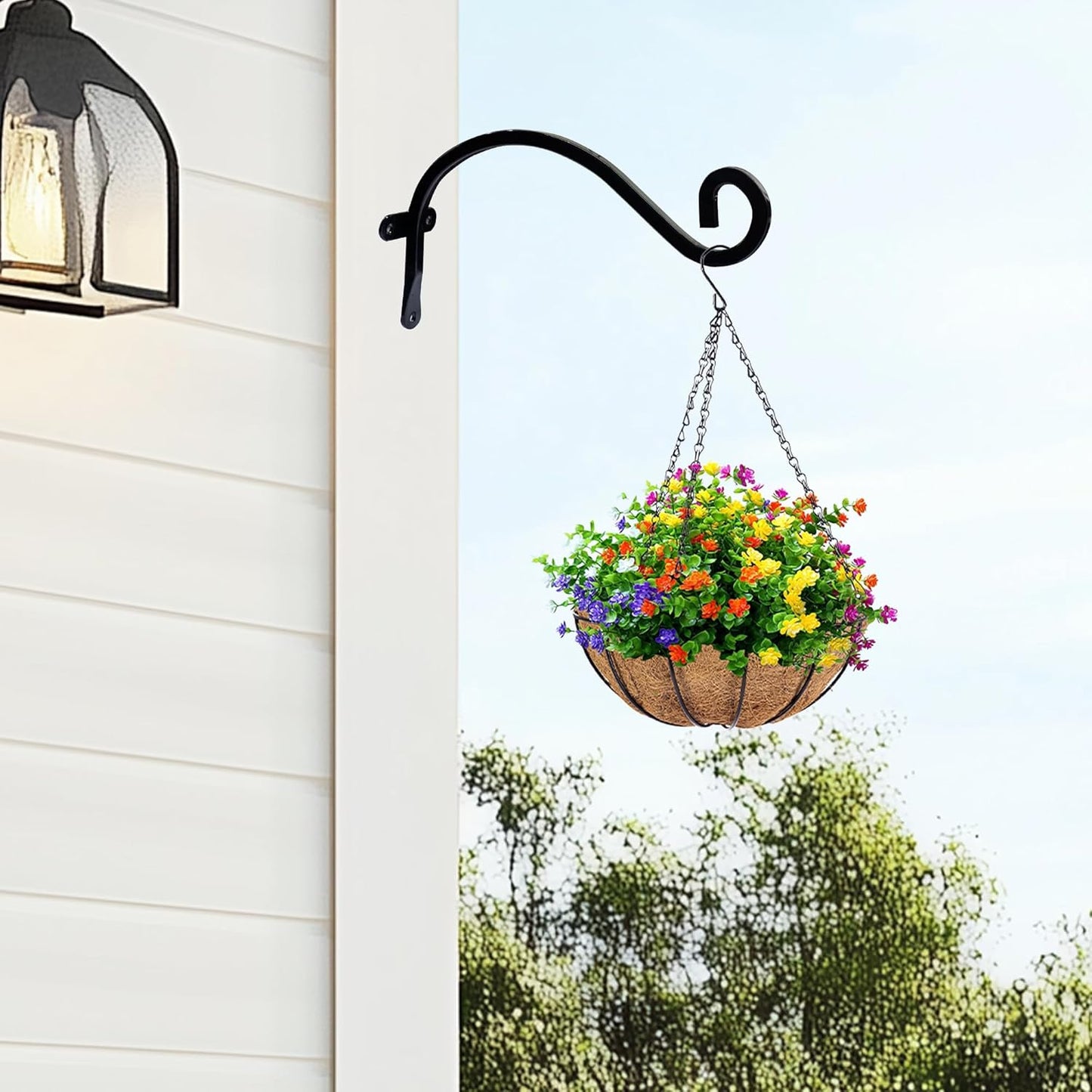2 Gancho Metal Negro para Colgar Plantas Exteriores