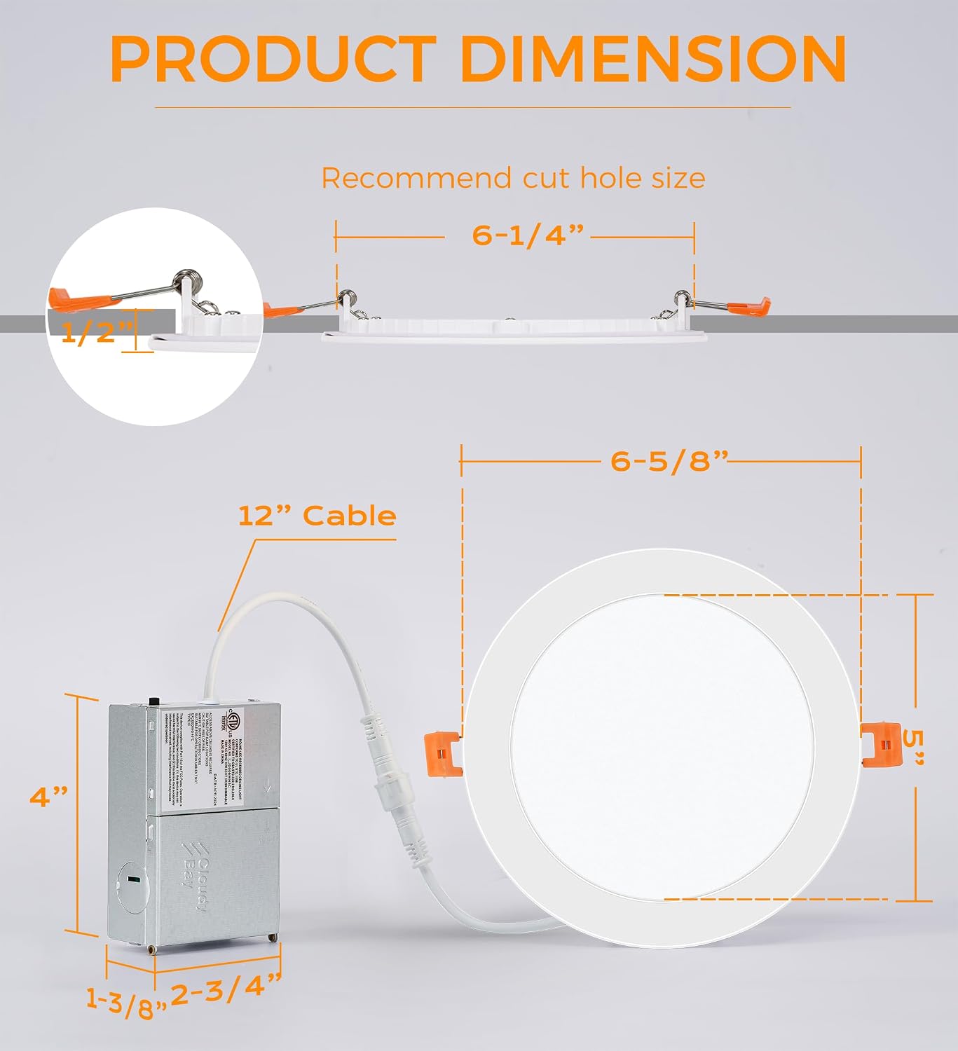 12 Luces LED empotrables 6pulg regulable 15W