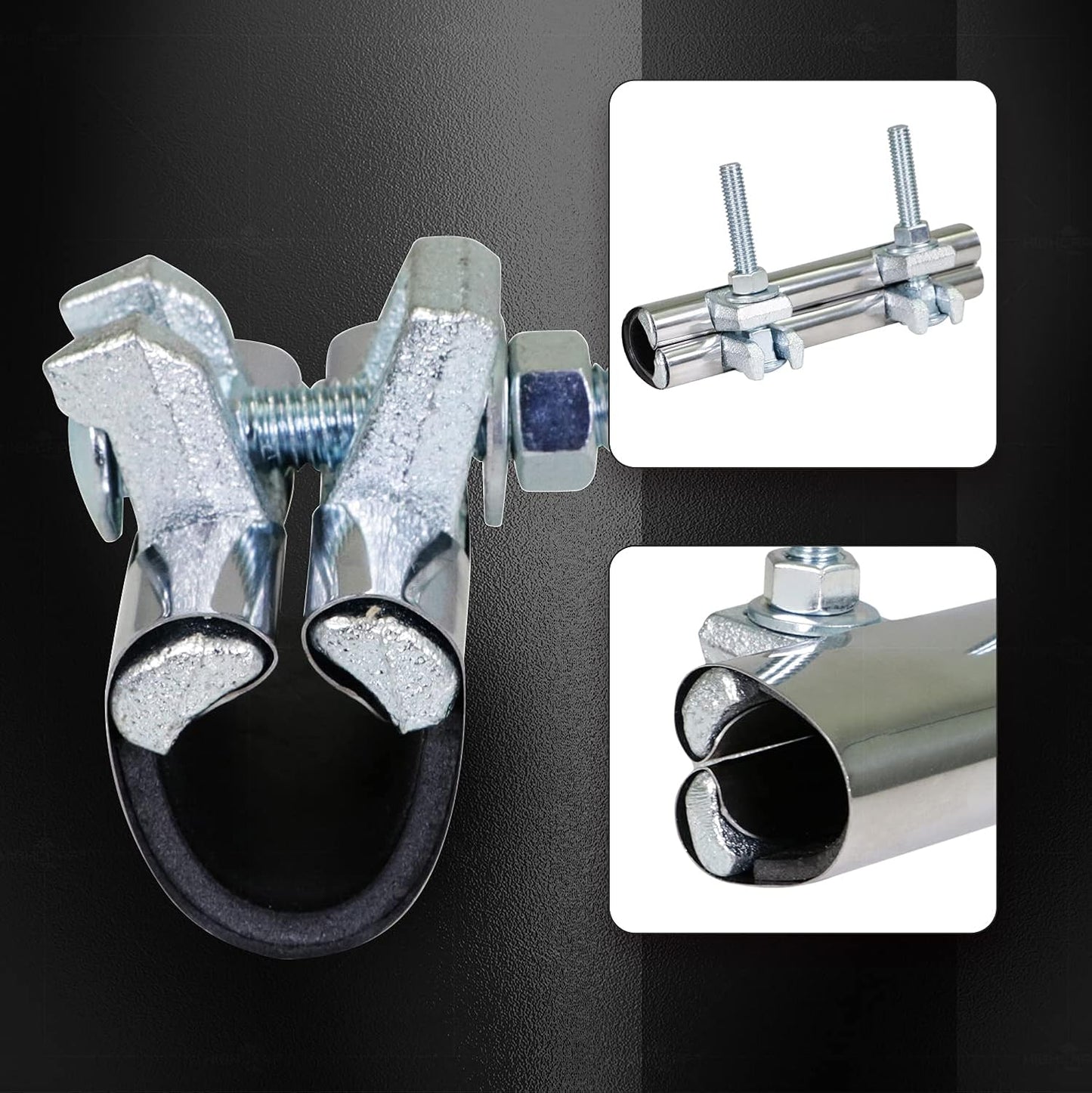 Abrazadera tubería acero inox 2-1/2x6 pulg cromo set 5