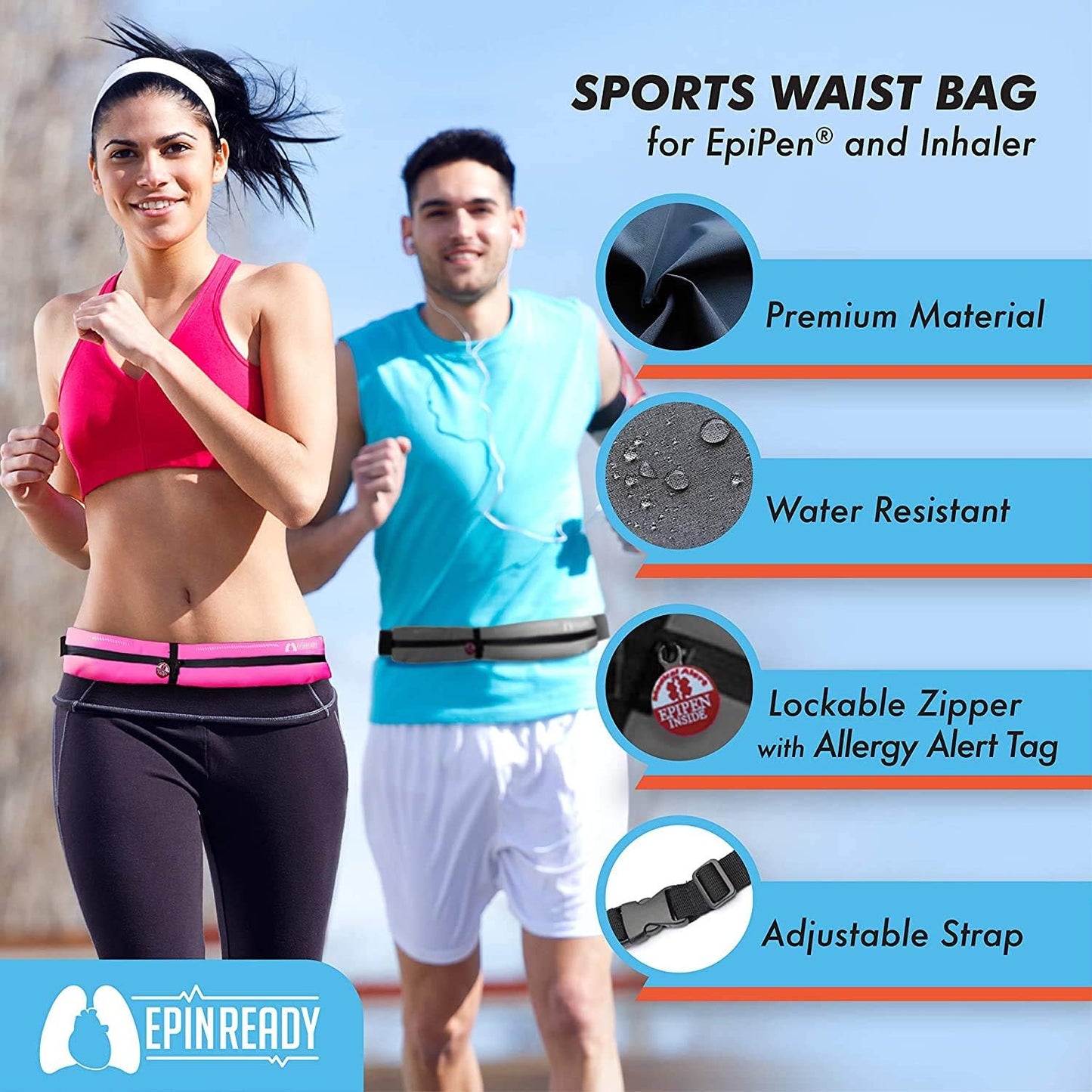 Bolsa ajustable autoinyector epinefrina verde lima