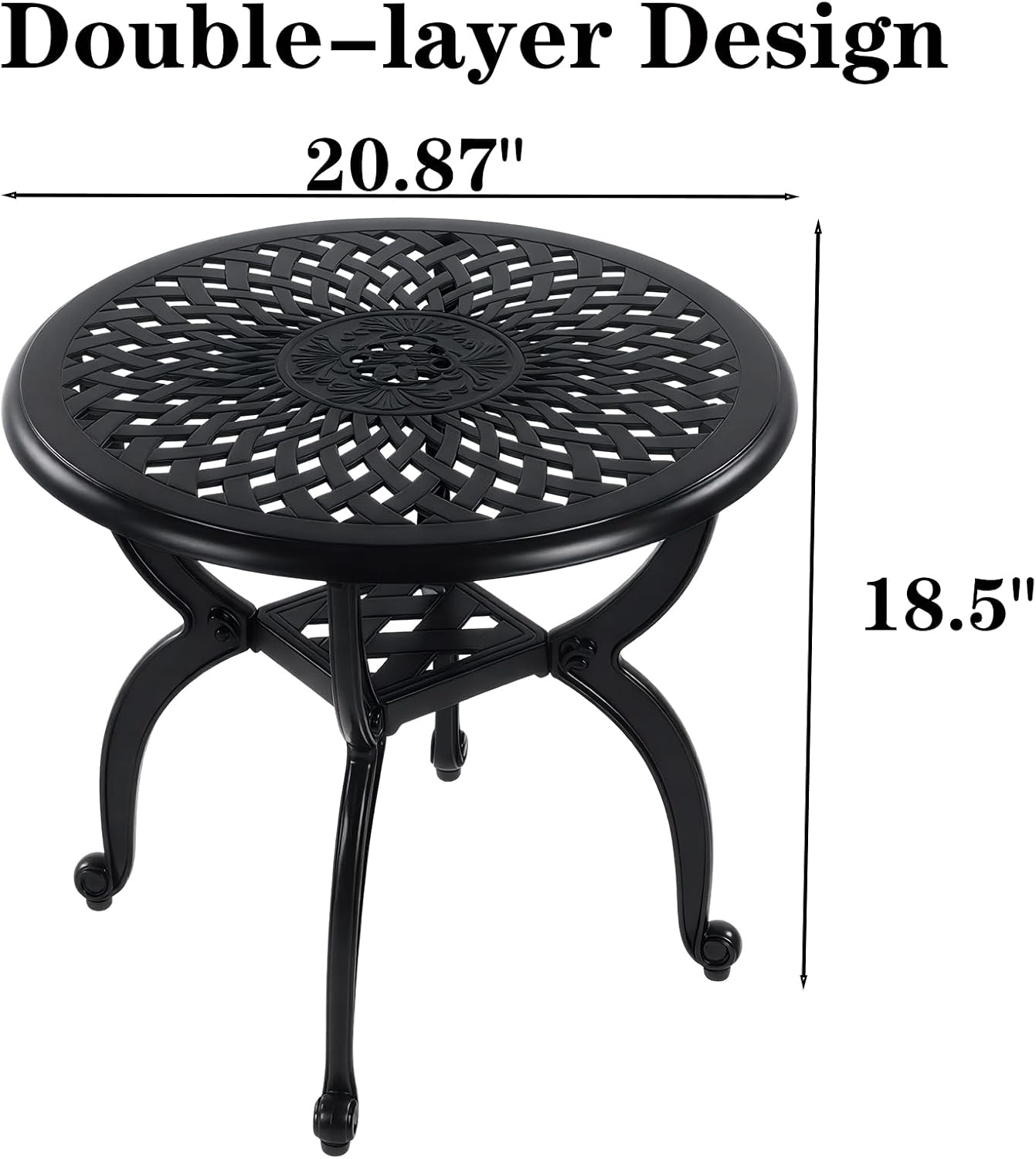 Mesa auxiliar aluminio fundido redonda 21" negro