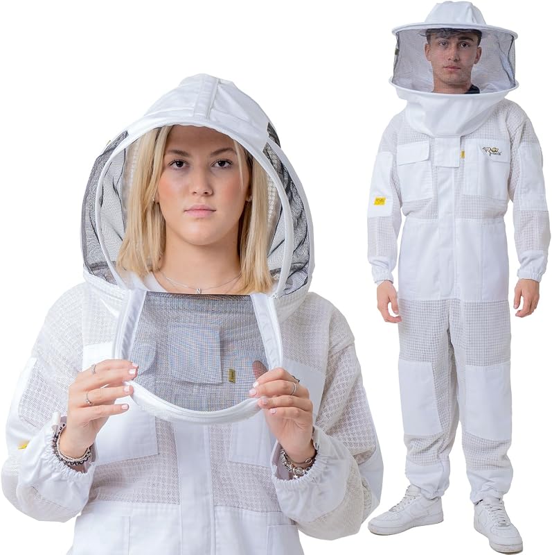 Traje apicultura ventilado 3 capas malla con 2 capuchas
